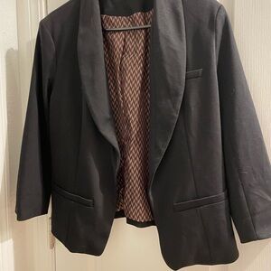 Black Blazer with Patterned Lining